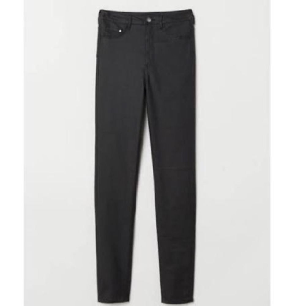 H&M Black Shinny Jegging Leather Look High-Waisted Jeans